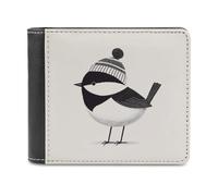 Jubonexis Simple Bird - Portafoglio bifold in morbida pelle PU bianco e nero, portamonete, porta carte di credito, sottile, per uomini e donne