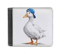 Jubonexis Simple Goose - Portafoglio bifold in morbida pelle ecologica in poliuretano, con cappellino da baseball blu, portamonete, porta carte di credito, sottile, per uomini e donne