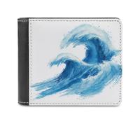 Jubonexis Simple Ocean Waves - Portafoglio bifold in morbida pelle PU, portamonete, porta carte di credito, sottile, per uomini e donne