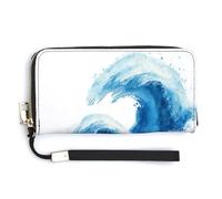 Jubonexis Simple Ocean Waves - Portafoglio lungo a due ante in pelle PU, portamonete, porta carte di credito, porta carte di credito, per donne e uomini