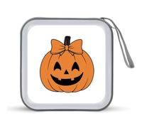 Jubonexis Simplistic Jack-o'-Lantern Pumpkin - Custodia portatile per CD e DVD, con fiocco, per auto, casa, viaggio