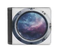 Jubonexis Space Planet Earth Spaceship Window Portafoglio bifold in morbida pelle PU, portamonete e carte di credito, porta carte di credito sottile, per uomini e donne