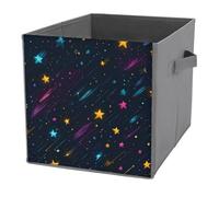 Jubonexis Space Stars, cubi portaoggetti a forma di cubo, pieghevoli, decorativi, in tessuto, con manici, per scaffali, armadi, 27 x 27 cm