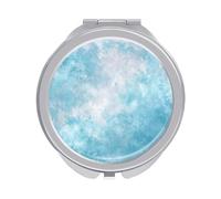 Jubonexis Specchi astratti della tasca delle donne di struttura azzurra, piccolo specchio portatile di trucco di viaggio delle ragazze mini