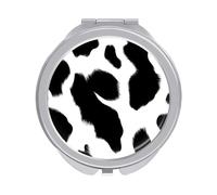 Jubonexis Specchi bianchi e neri della tasca delle donne della pelle della mucca, piccolo specchio portatile di trucco di viaggio delle ragazze mini