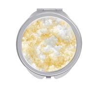 Jubonexis Specchi della tasca delle donne di marmo bianco giallo chiaro di struttura, piccolo specchio portatile di trucco di viaggio delle ragazze mini