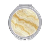 Jubonexis Specchi gialli chiari della tasca delle donne di struttura di marmo, piccolo specchio portatile di trucco di viaggio delle ragazze