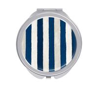 Jubonexis Specchietti a righe bianche blu della tasca delle donne del modello, piccolo specchio portatile di trucco di viaggio delle ragazze mini