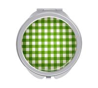 Jubonexis Specchietti a scacchi bianchi verdi della tasca delle donne del modello, piccolo specchio portatile di trucco di viaggio delle ragazze mini