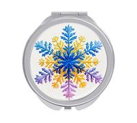 Jubonexis Specchietti tascabili da donna a forma di fiocco di neve di Natale, colore blu, giallo, viola, piccolo, portatile, da viaggio, mini specchio
