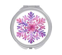 Jubonexis Specchietti tascabili da donna con fiocco di neve di Natale ad acquerello, mini specchio portatile da viaggio per ragazze