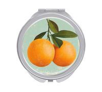 Jubonexis Specchietti tascabili da donna, con frutta arancione in stile retrò, mini specchio portatile da viaggio per ragazze