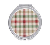 Jubonexis Specchietti tascabili delle donne del controllo beige neutro rosso e verde, piccolo specchio portatile di trucco di viaggio delle ragazze mini