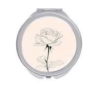 Jubonexis Specchietti tascabili delle donne delle linee semplici in bianco e nero della rosa, piccolo specchio portatile di trucco di viaggio delle ragazze