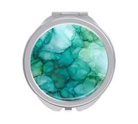 Jubonexis Specchietti tascabili delle donne dell'inchiostro dell'alcool verde turchese, piccolo specchio portatile di trucco di viaggio delle ragazze mini