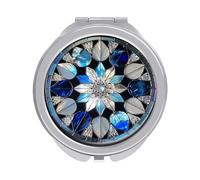 Jubonexis Specchietti tascabili in vetro colorato con motivo mandala a forma di fiocco di neve, da donna, piccolo, portatile, da viaggio, mini specchio