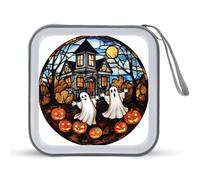 Jubonexis Spooky Haunted House Pumpkins Ghost Custodia CD DVD Custodia Portatile per Auto Casa Viaggio