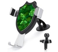 Jubonexis St. Patrick's Day Shamrocks on Green Car Phone Holder Mount Triangle Clip Base Air Vent Cell Phone Mount Car Mount Accessori per auto per smartphone cellulari da 4-6 pollici
