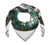 Jubonexis Stained Glass Bianco Cavallo E Gigli Donne Sciarpa Dei Capelli Quadrato Seta Come Fazzoletto Sciarpa In Raso