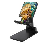 Jubonexis Stained Glass Golden Puppy And Tabby Kitten Cellulare Stand Pieghevole Regolabile Supporto per Telefono per Scrivania