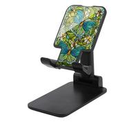 Jubonexis Stained Glass Lime Mint Green Butterflies Supporto per telefono cellulare pieghevole regolabile supporto per scrivania
