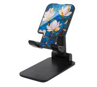 Jubonexis Stained Glass White Flowers on Blue Cell Phone Stand Pieghevole Regolabile Supporto per Telefono per Scrivania
