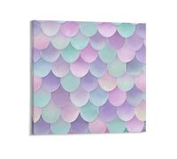 Jubonexis Stampa artistica da parete su tela con coda di sirena e lavanda menta, per soggiorno, casa colonica, senza cornice, 40 x 40 cm