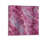 Jubonexis Stampa artistica da parete su tela con effetto marmo rosa e magenta lucido, per soggiorno, casa colonica, 40 x 40 cm