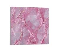 Jubonexis Stampa artistica da parete su tela con effetto marmo rosa scuro lucido, per soggiorno, casa colonica, 40 x 40 cm