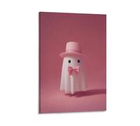 Jubonexis Stampa artistica da parete su tela con grazioso fantasma rosa, per soggiorno, casa colonica, senza cornice, 30 x 45 cm