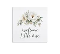 Jubonexis Stampa artistica da parete su tela con scritta "Welcome Little One", stampa artistica da parete per soggiorno, casa colonica, senza cornice, 40 x 40 cm