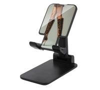 Jubonexis Stampa leopardata Stivali al ginocchio Supporto per telefono cellulare pieghevole regolabile per scrivania