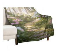 Jubonexis Stone Path - Coperta anti-pelucchi con ortensia e giardino, comoda e resistente, per camera da letto, soggiorno, divano, letto, 127 x 152,4 cm