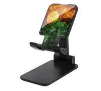 Jubonexis Sunrise Evergreen Pine Tree Forest Stained Glass Cell Phone Stand pieghevole regolabile supporto per telefono per scrivania