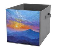 Jubonexis Sunrise over A Mountain Cube, contenitori portaoggetti pieghevoli, decorativi, in tessuto, con manici, per scaffali, armadi, 27 x 27 cm