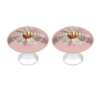 Jubonexis Sunshine - Pomelli rotondi con viti a forma di margherita su sfondo rosa, 2 pezzi, per cassetti, cassettiere, armadi, casa, ufficio, cucina
