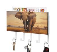 Jubonexis Supporto da parete a forma di elefante, con 5 ganci, in acrilico, per casa, ufficio, ingresso