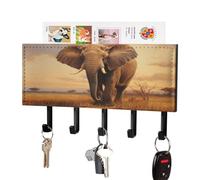 Jubonexis Supporto da parete a forma di elefante, con 5 ganci, in acrilico, per casa, ufficio, ingresso