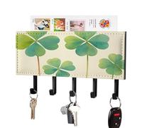 Jubonexis Supporto da parete vintage a quadrifoglio, con 5 ganci, in acrilico, per casa, ufficio, ingresso