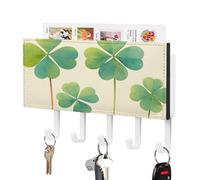 Jubonexis Supporto da parete vintage a quadrifoglio, con 5 ganci, in acrilico, per casa, ufficio, ingresso