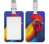 Jubonexis Supporto per badge identificativo astratto colorato con gallo clip retrattile porta carte di credito protettore nome badge targhetta per lavoro ufficio medico infermiera