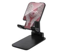 Jubonexis Supporto per telefono cellulare con ali d'angelo bianche con cuore rosa rosa supporto per telefono cellulare pieghevole regolabile per scrivania