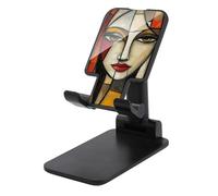 Jubonexis Supporto per telefono cellulare con forme geometriche del volto della donna Supporto regolabile pieghevole per scrivania