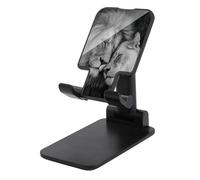 Jubonexis Supporto per telefono cellulare pieghevole e regolabile in bianco e nero con leone e leonessa per scrivania