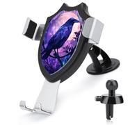 Jubonexis Supporto per telefono con finestra in vetro colorato corvo nero su ramo supporto per telefono per auto triangolo clip base per bocchetta dell'aria supporto per telefono cellulare accessori