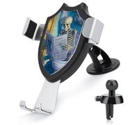 Jubonexis Supporto per telefono con scheletro che legge giornale sulla toilette Supporto per telefono da auto Triangolo Clip Base per bocchetta dell'aria Supporto per telefono cellulare Accessori