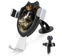 Jubonexis Supporto per telefono da auto a forma di gatto bianco e nero come regina rinascimentale, supporto triangolare con clip per bocchetta dell'aria, accessori per auto per smartphone da 4 a 6