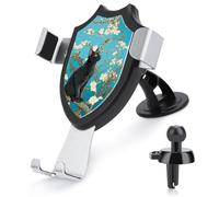 Jubonexis Supporto per telefono da auto a forma di gatto nero seduto sull'albero, con base a clip triangolare, supporto per bocchetta dell'aria, accessori per auto per smartphone cellulari da 4-6