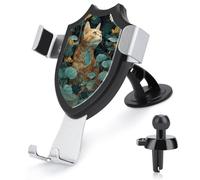 Jubonexis Supporto per telefono da auto a forma di gatto soriano arancione in una foresta con chiaro di luna, supporto triangolare con clip per bocchetta dell'aria, accessori per auto per smartphone