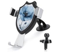 Jubonexis Supporto per telefono da auto a forma di papavero blu, con base a clip triangolare, supporto per bocchette di ventilazione per auto, accessori automobilistici per smartphone da 4-6 pollici